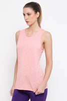 Load image into Gallery viewer, Melange Peach Cotton Gym/Sports Activewear Top with Criss-Cross Back