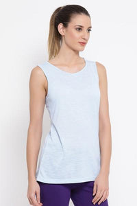 Melange Peach Cotton Gym/Sports Activewear Top with Criss-Cross Back