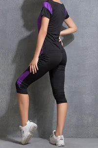 Gym Sports Active wear Top with Capri-Purple